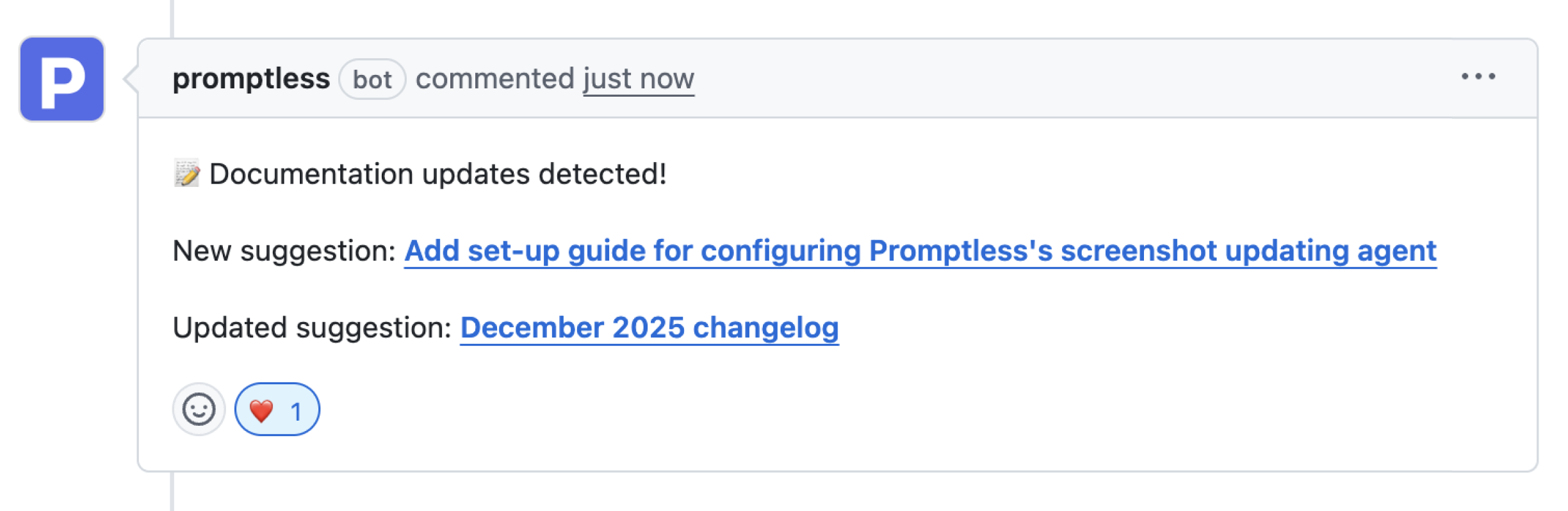 Step 2: additional Promptless draft screenshot